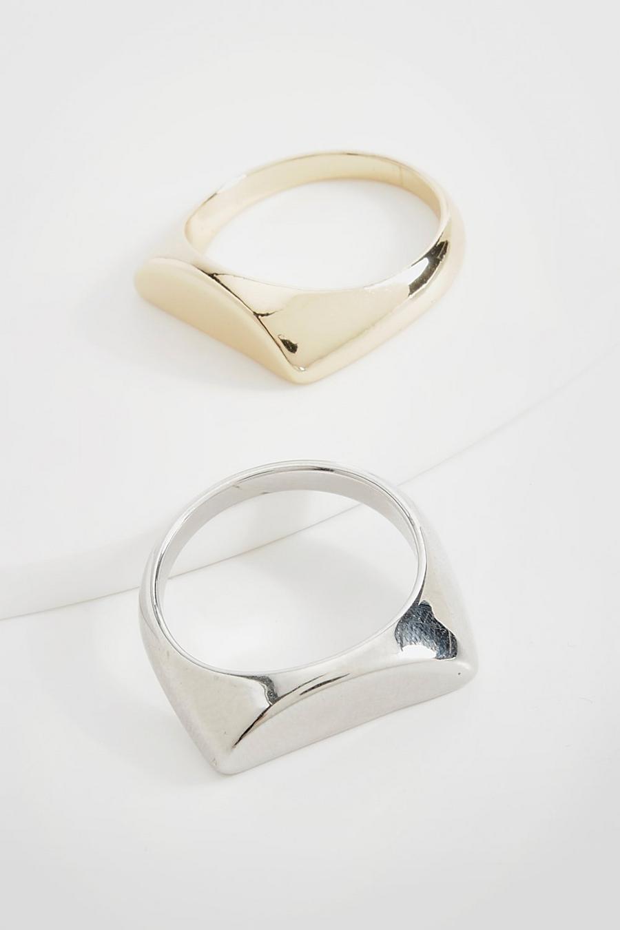 Multi Chunky 2 Pack Stacked Rings  image number 1
