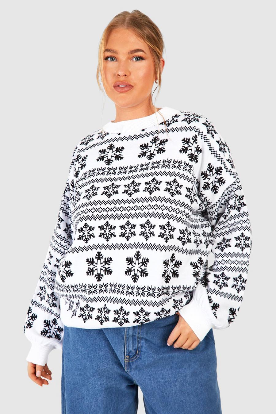 Black Plus Slouchy Fairisle Christmas Crop Sweater image number 1