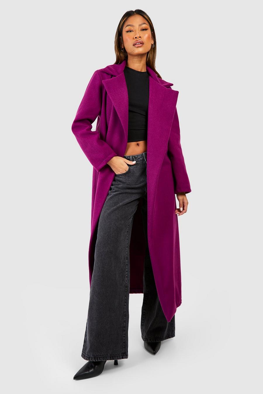 Manteau oversize long effet laine, Raspberry