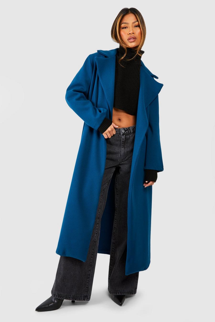 Teal Oversized Maxi Wool Look Coat