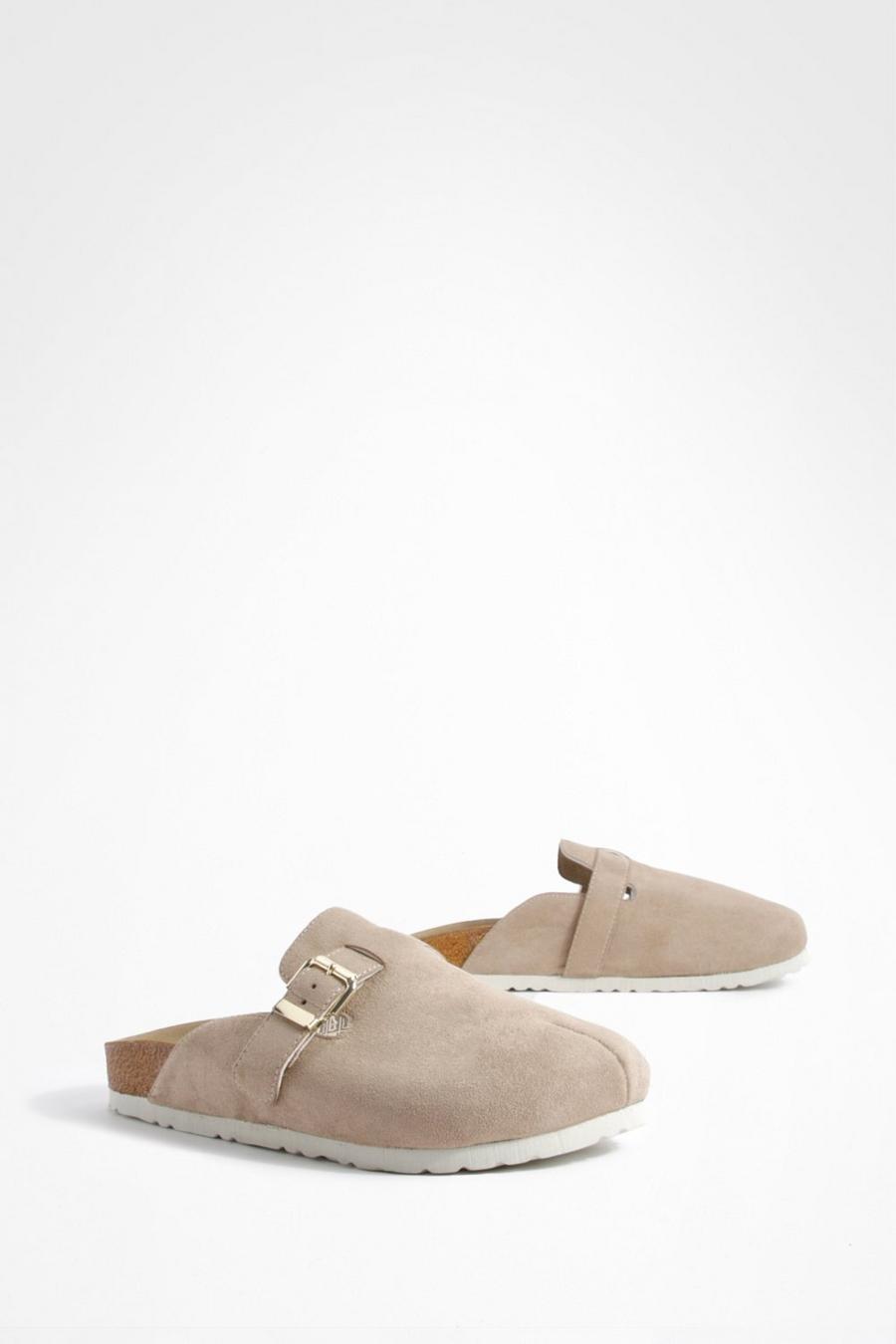 Taupe Wide Fit Closed Toe Clogs 