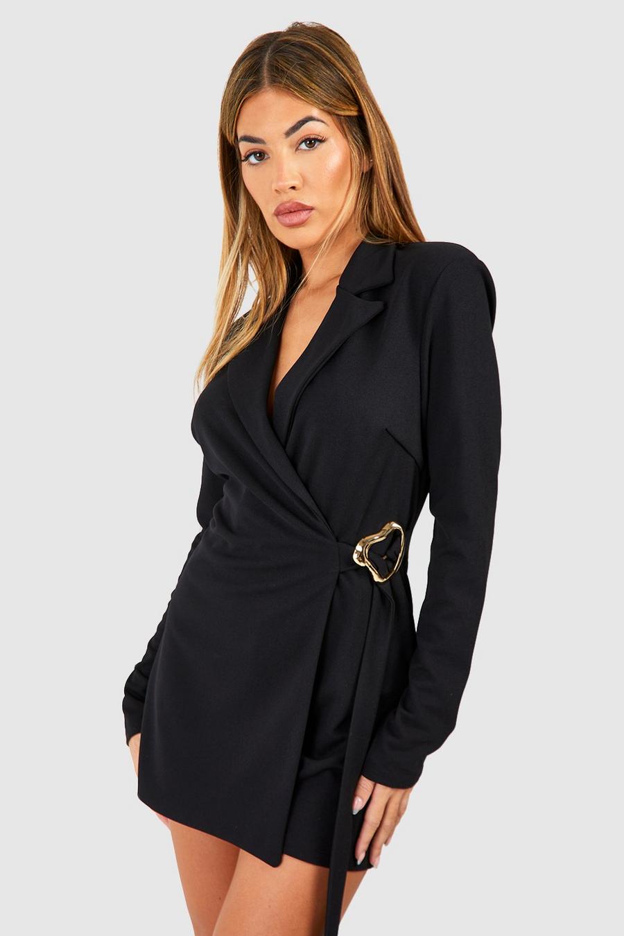 Black Abstract Buckle Tailored Playsuit