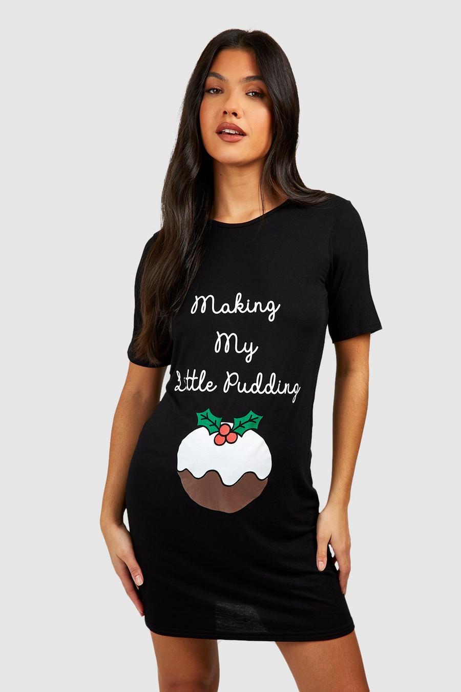 Black Maternity My Little Pudding Nightgown