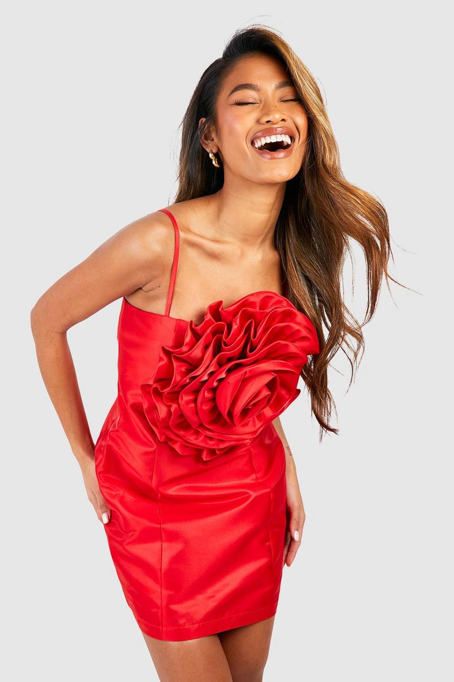 Red Kort klänning med struktur