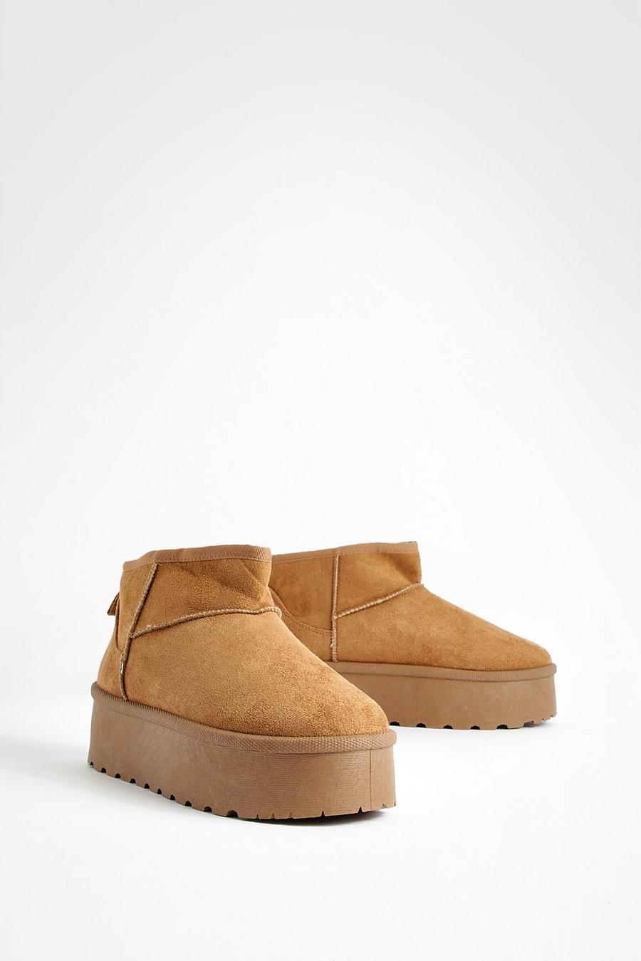 Chestnut Platform Cosy Boots   