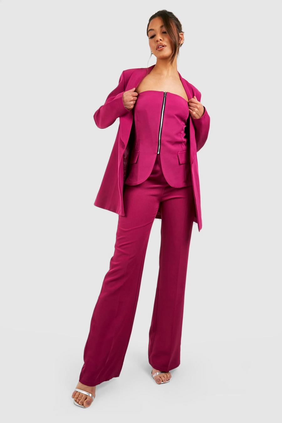 Magenta Fit & Flare Tailored Pants
