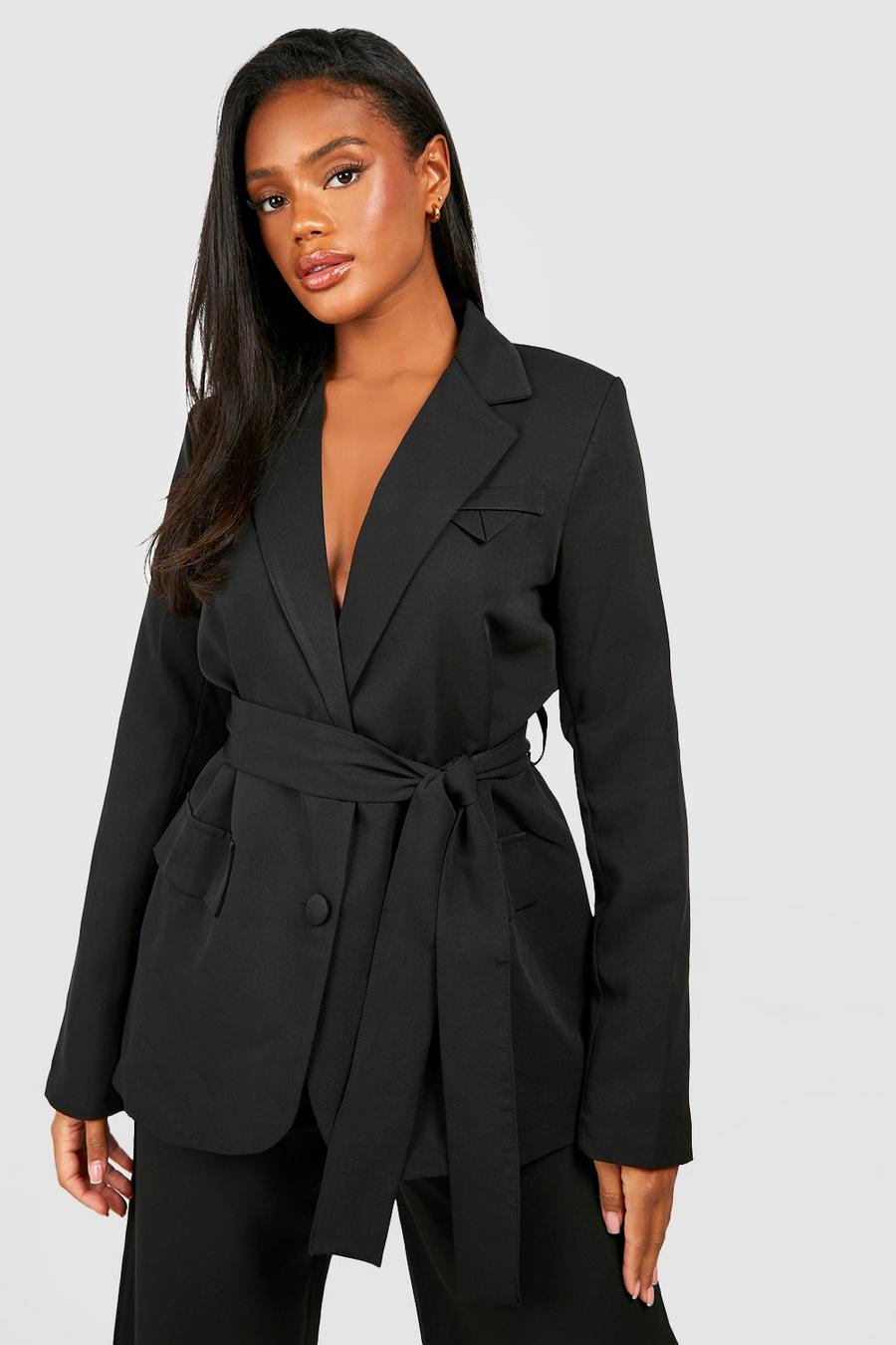 Black Relaxed Fit Single Breasted Tailored Blazer