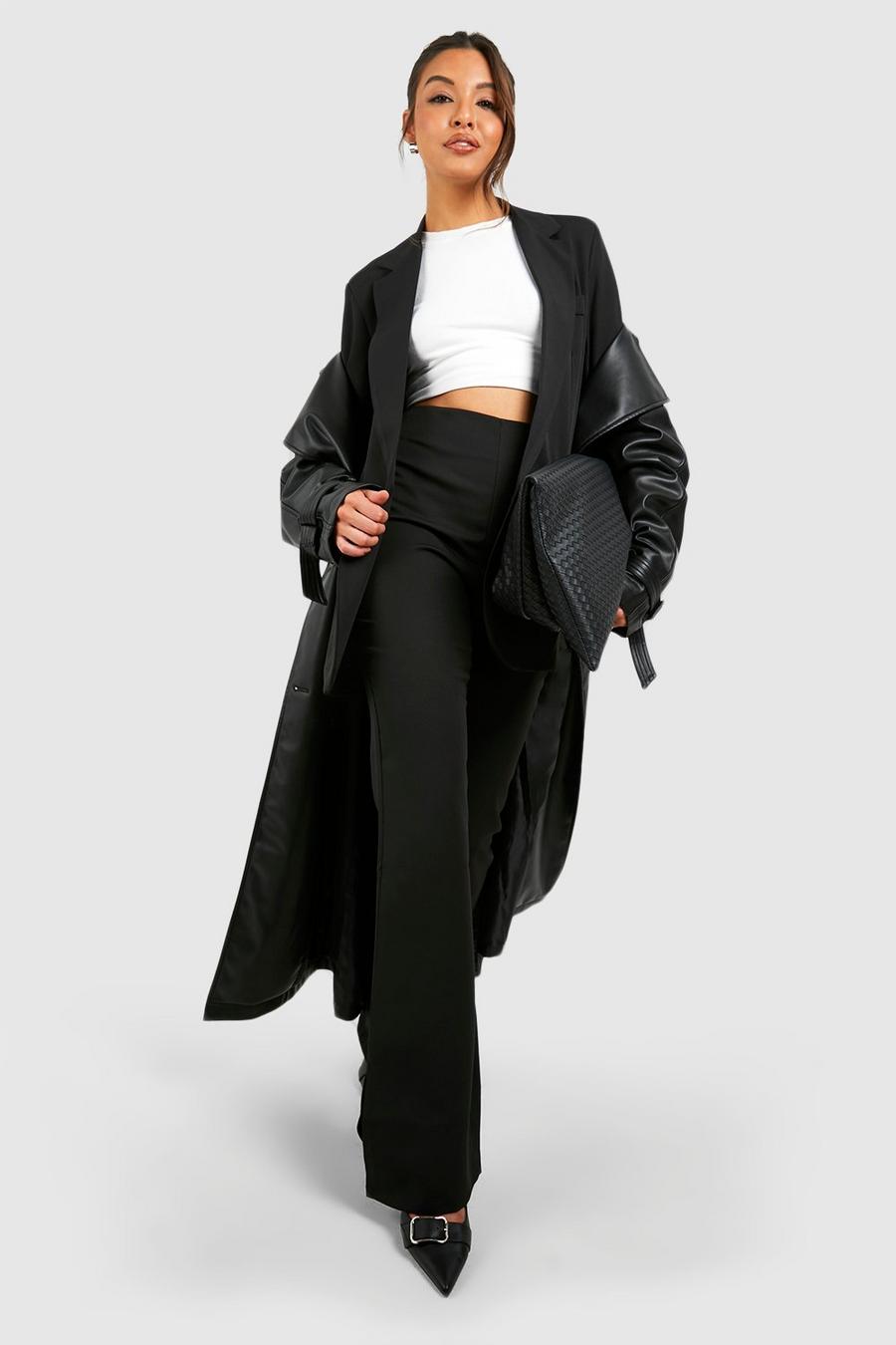 Black Split Side Fit & Flare Tailored Trousers
