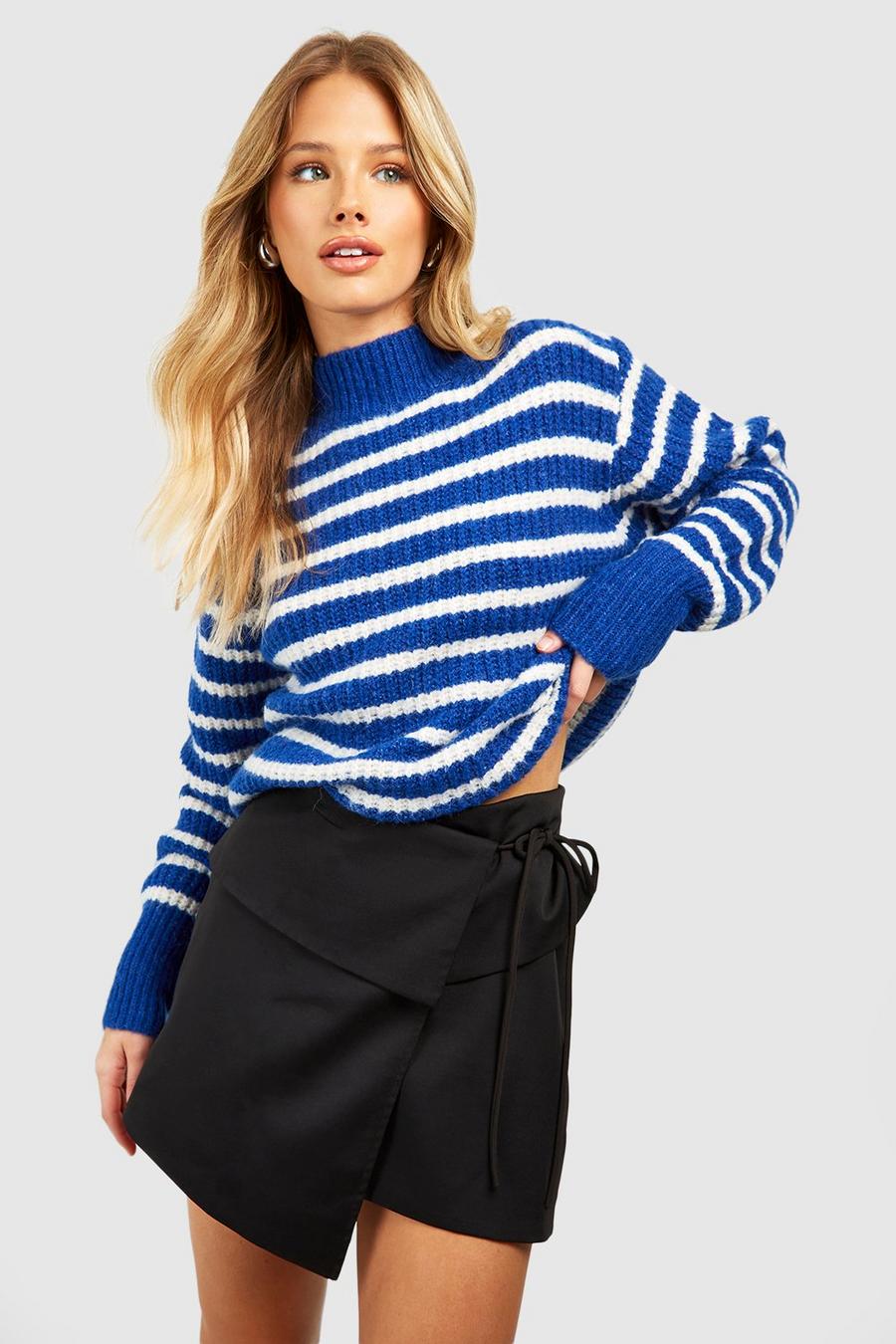 Navy Chunky Knit Stripe Sweater