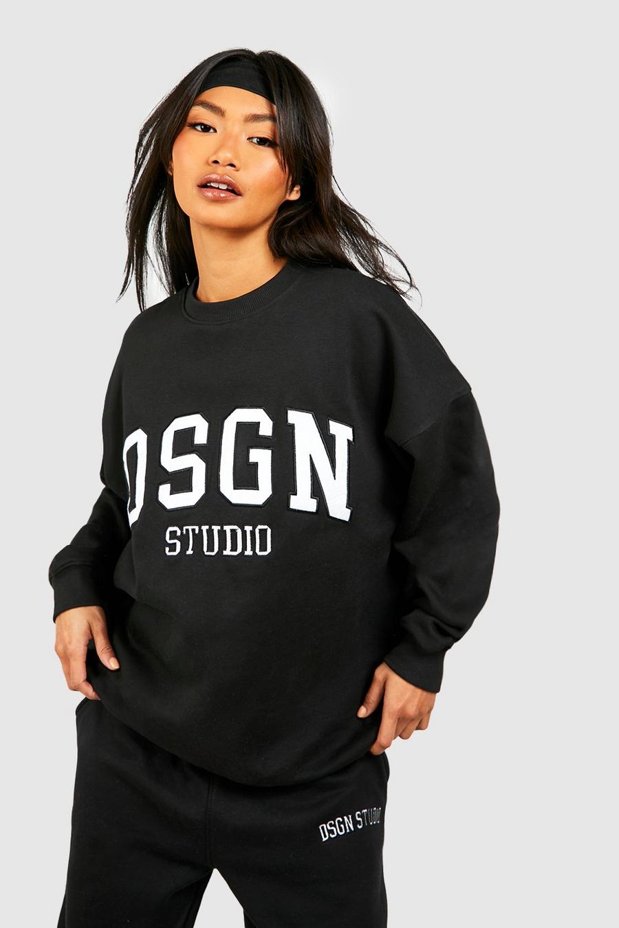 Oversize Sweatshirt mit Dsgn Studio Applikation, Black