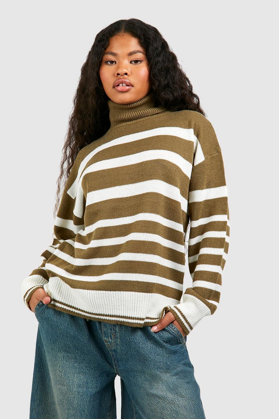 Camo Petite Stripe Turtleneck Sweater