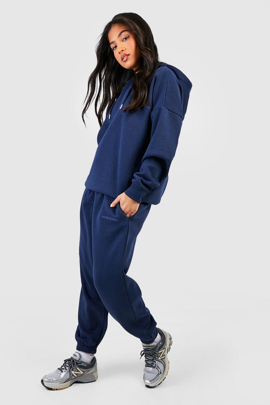 Blue Petite Cuffed Track Pants Hooded Tracksuit