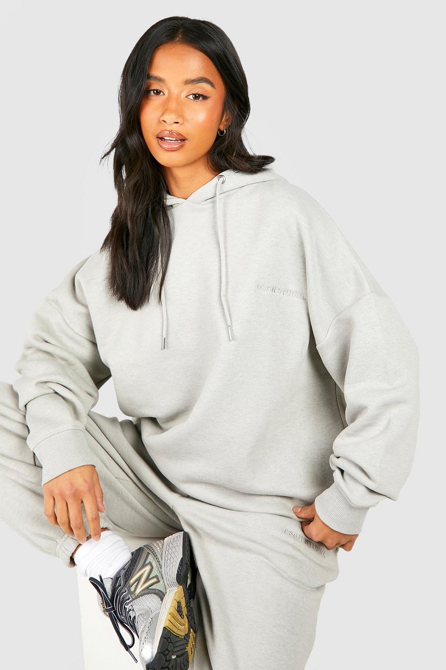 Grey Petite Cuffed Jogger Hooded Tracksuit