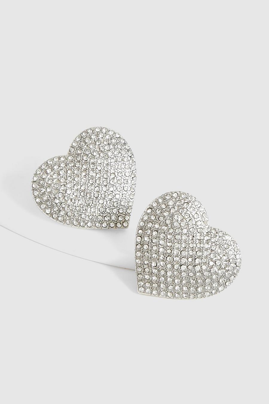 Silver Heart Stud Earrings image number 1