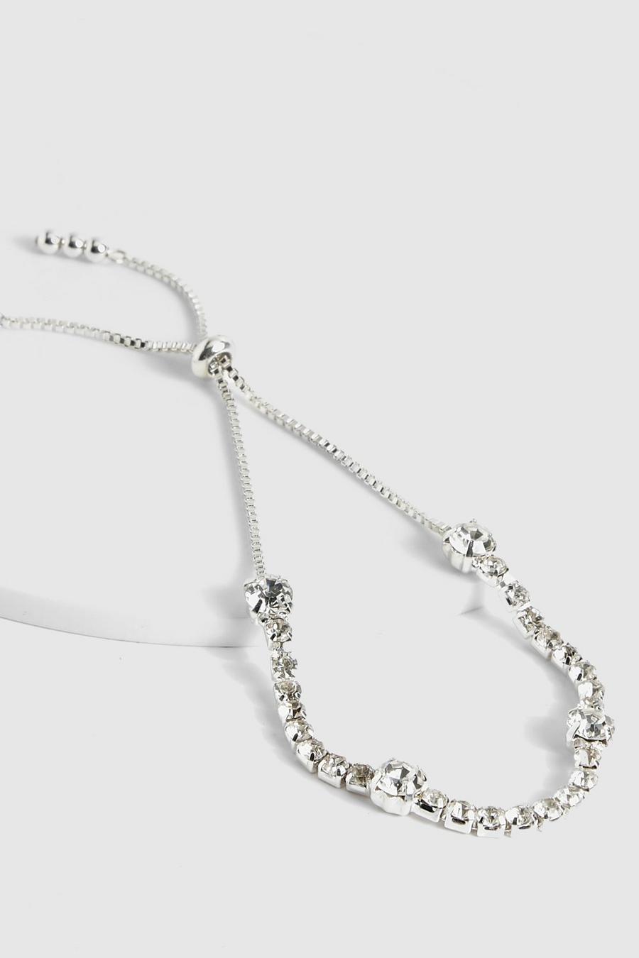 Bracelet ajustable à ornements strassés, Silver image number 1
