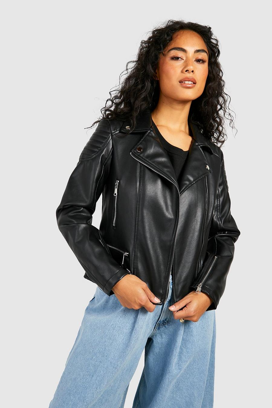 Black Belt Detail Biker Jacket