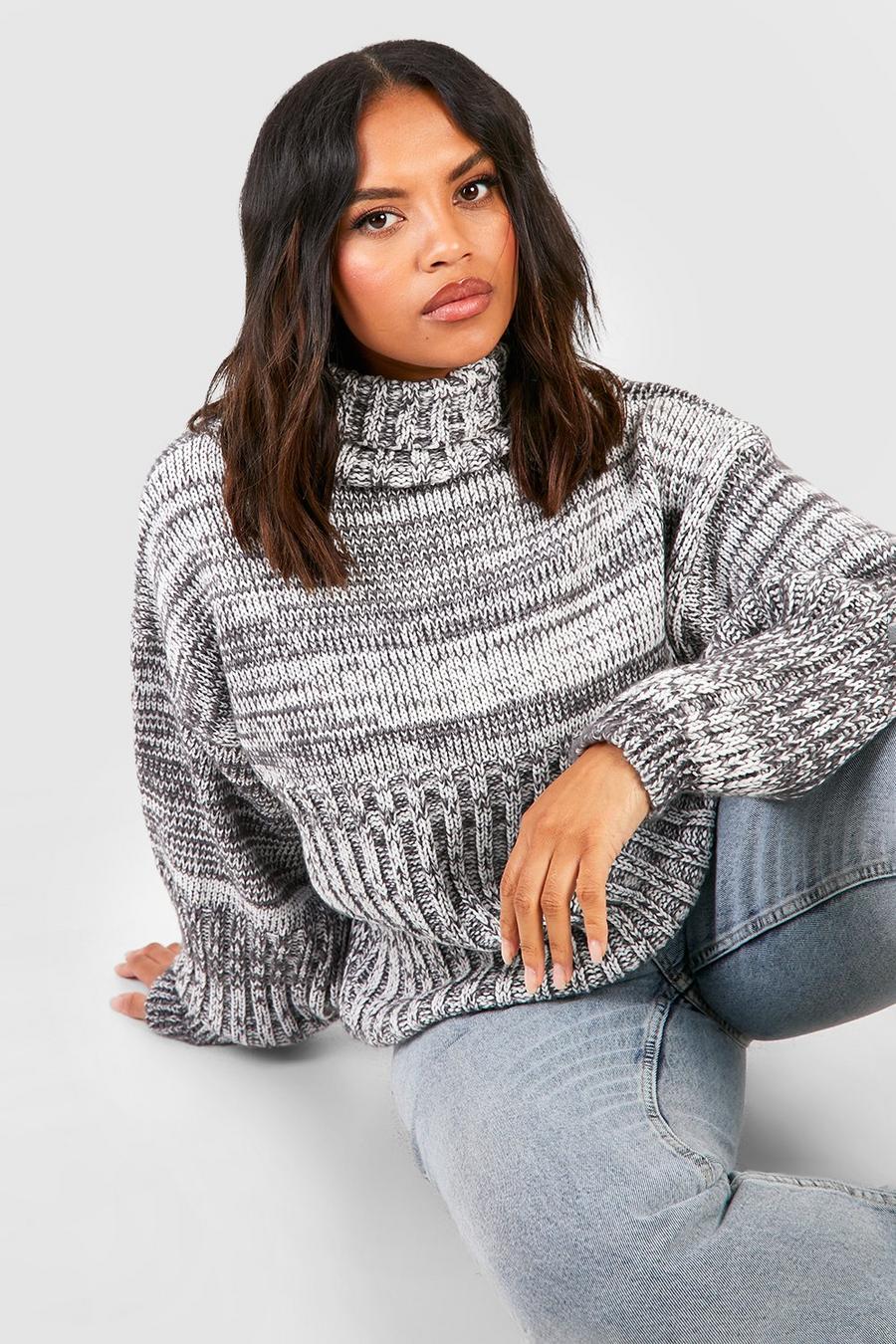 Light grey Plus Ribbed Detail Chunky Jumper  image number 1
