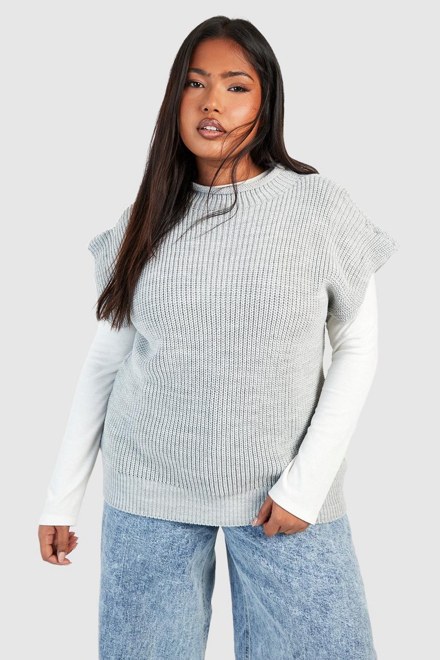 Grande taille - Pull oversize sans manches, Light grey image number 1