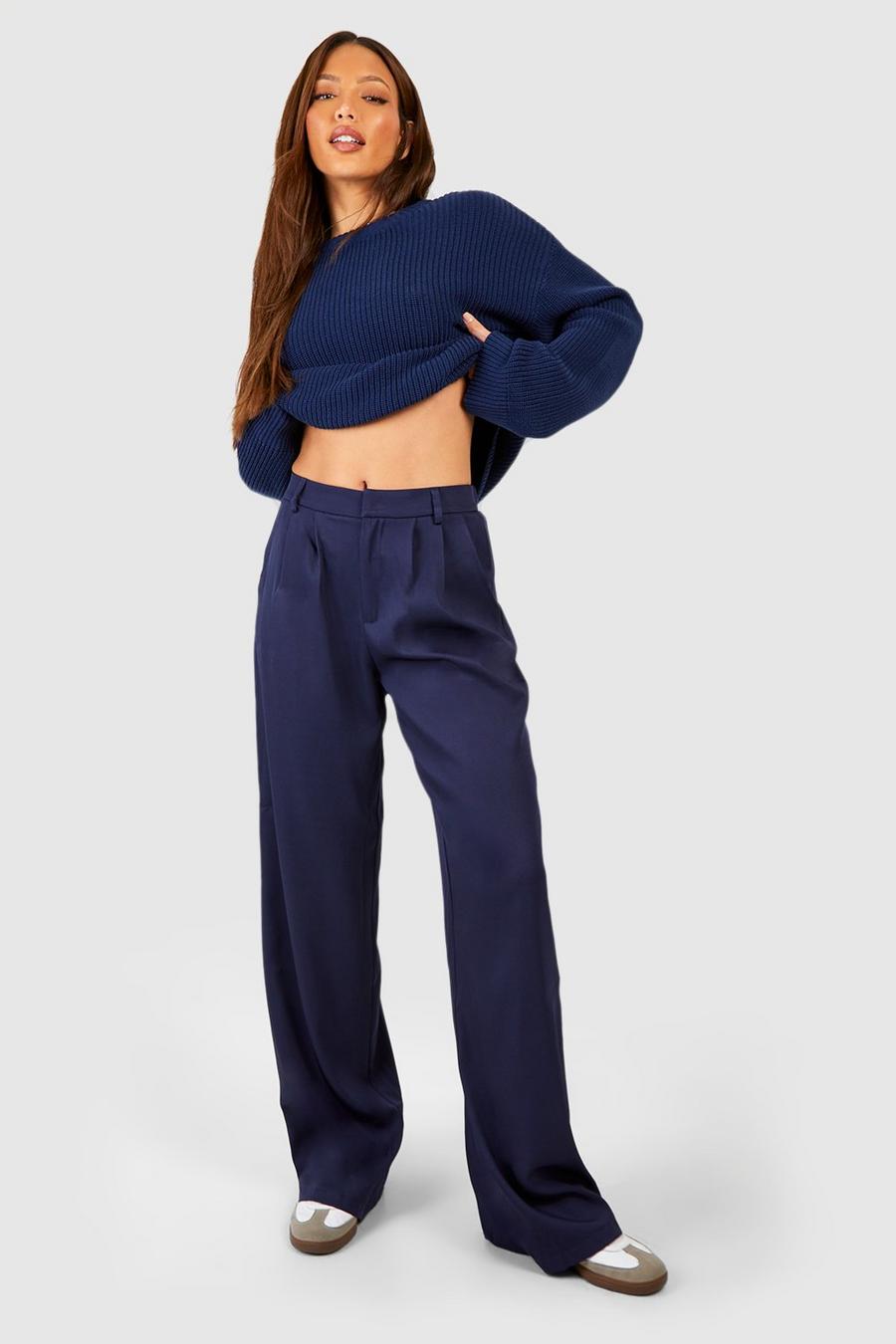 Navy Tall Tailored Wide Leg Pants