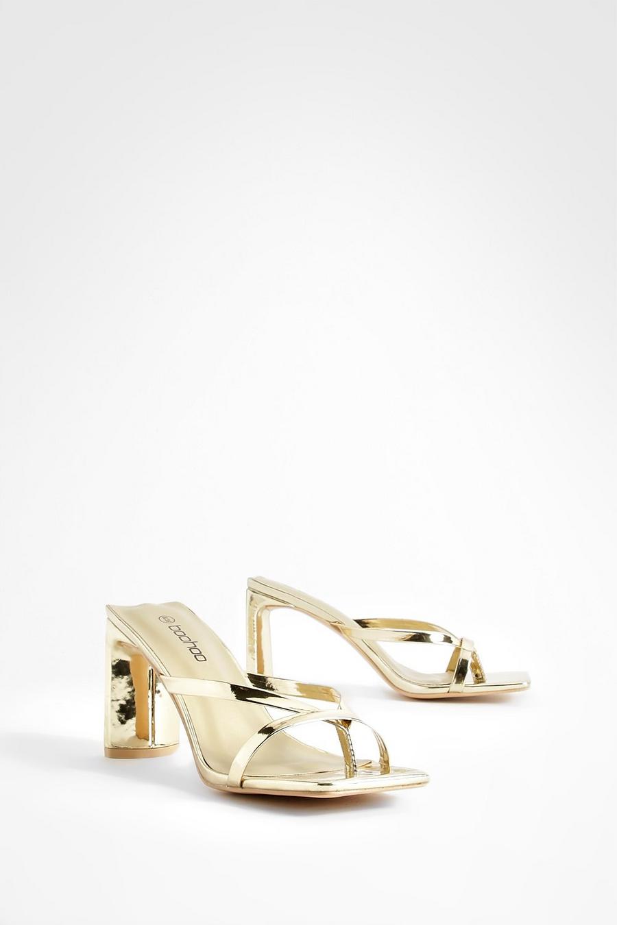 Gold Toe Post Detail Heeled Mules