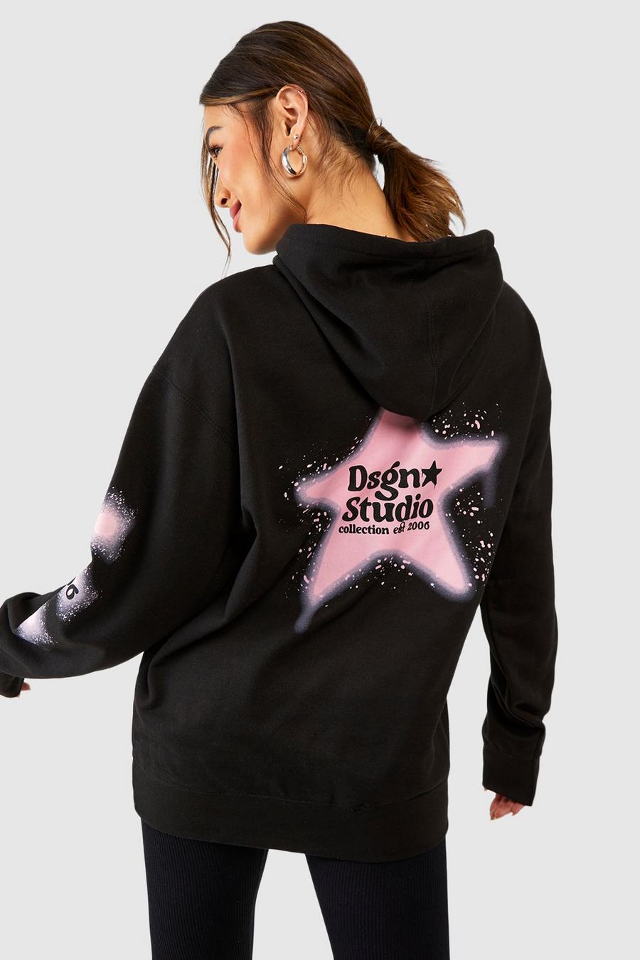 Black Dsgn Studio Oversize hoodie med stjärna och graffititryck