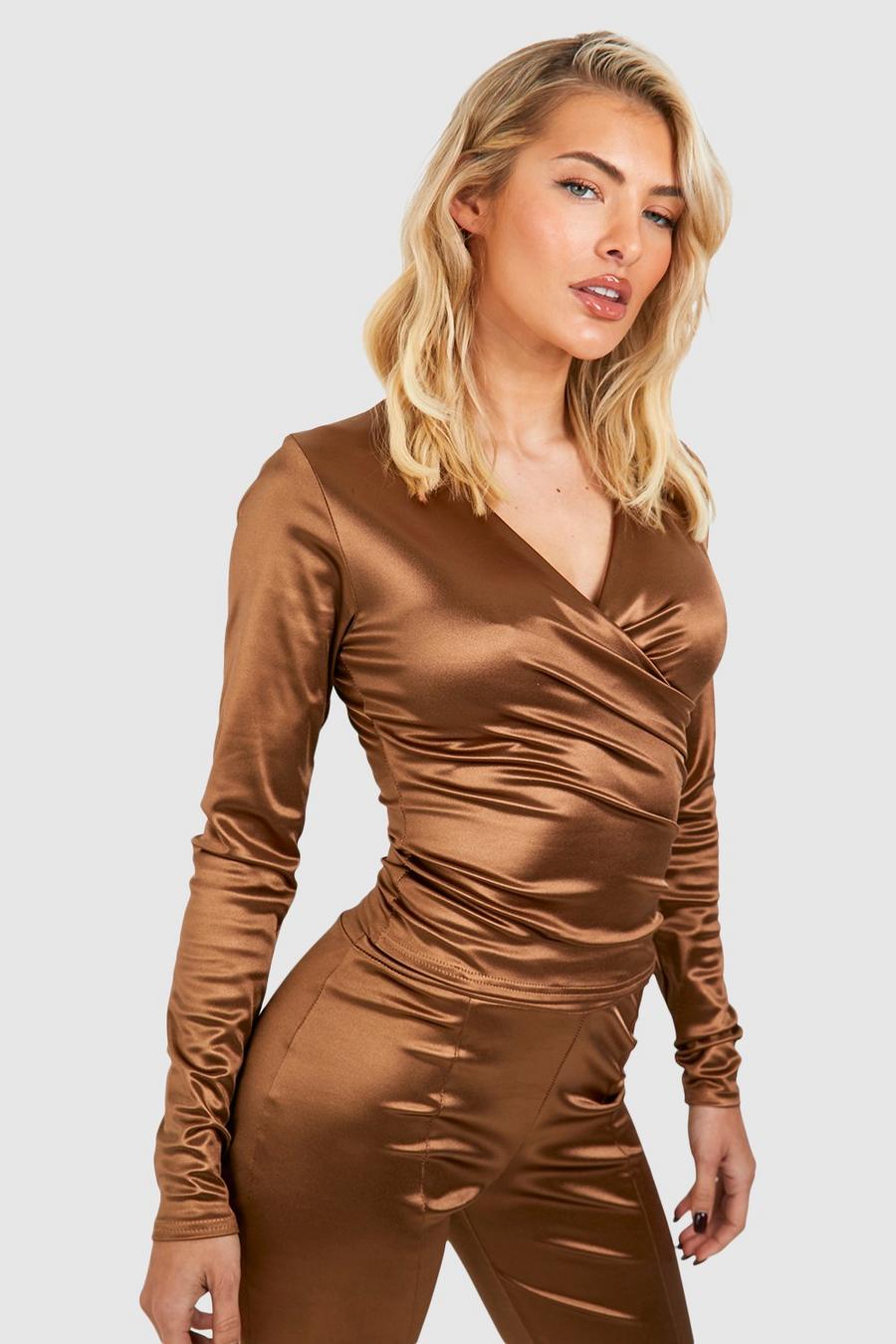 Chocolate Plunge Wrap Detail Top