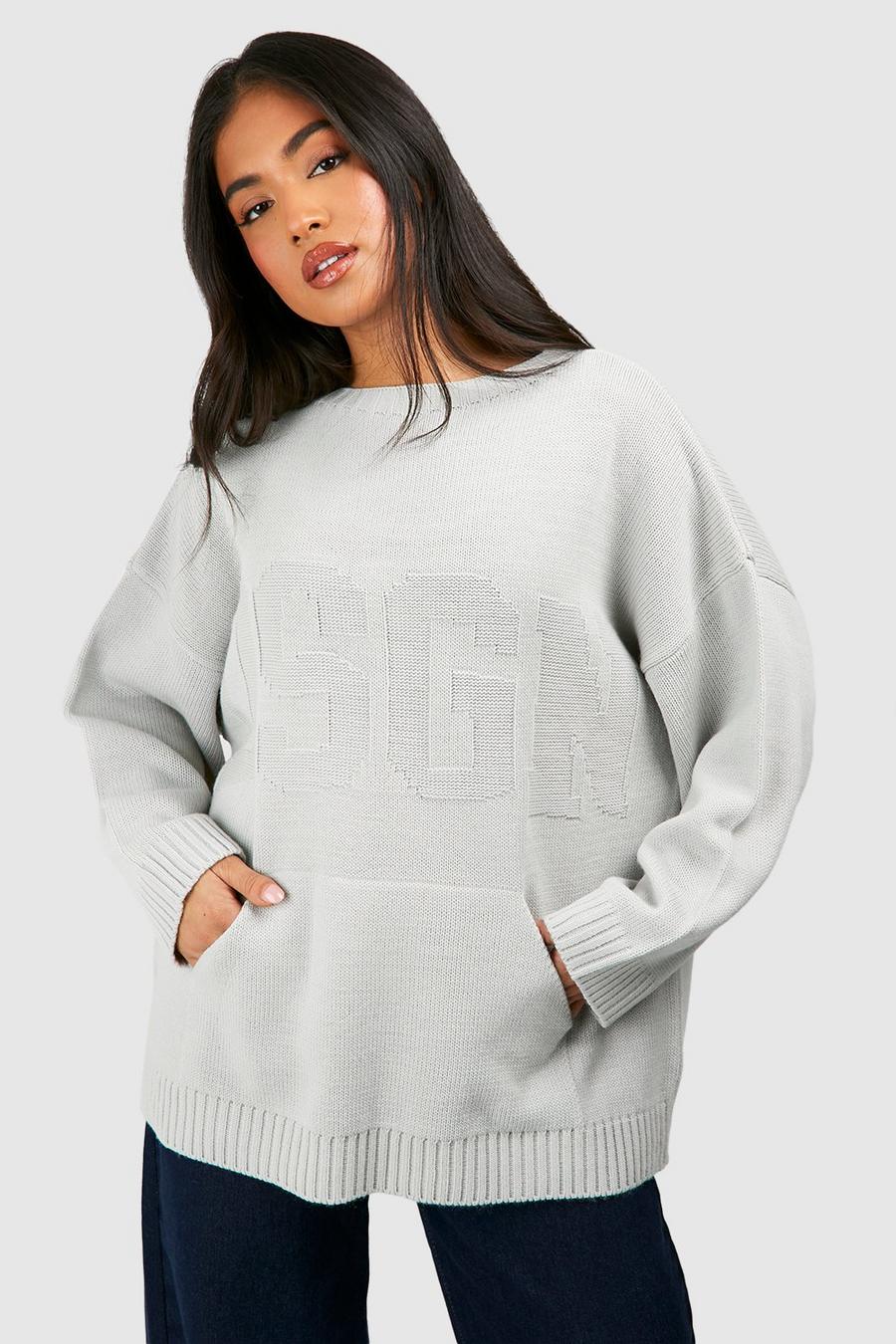 Silver Dsgn Embossed Knitted Sweater
