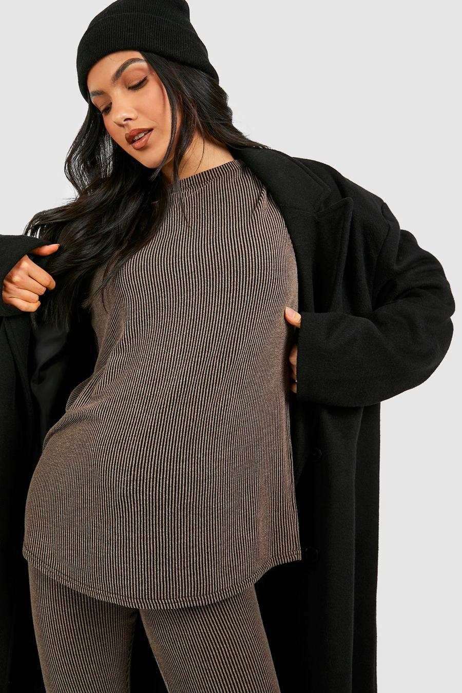 Maternité - T-shirt de grossesse oversize délavé, Chocolate