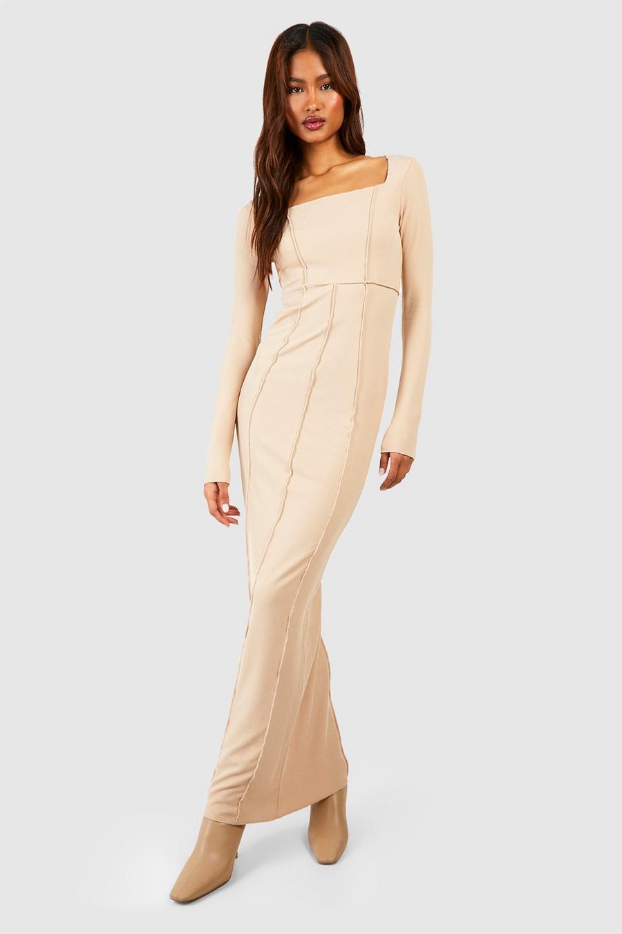 Stone Tall Exposed Seam Square Neck Maxi Dress image number 1
