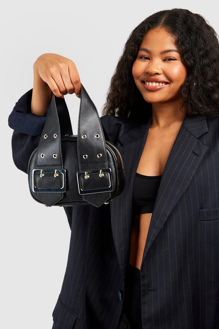 Black Handväska med dubbla spännen