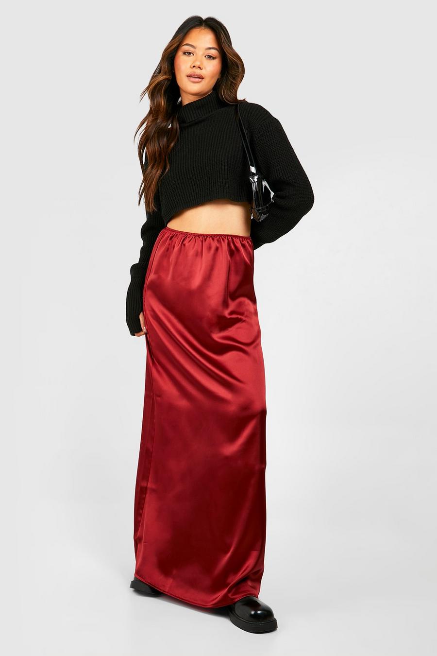 Plum Satijnen Maxi Rok