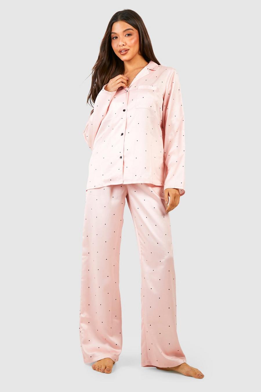 Blush Mini Polka Dot Button Front Pyjama Set image number 1