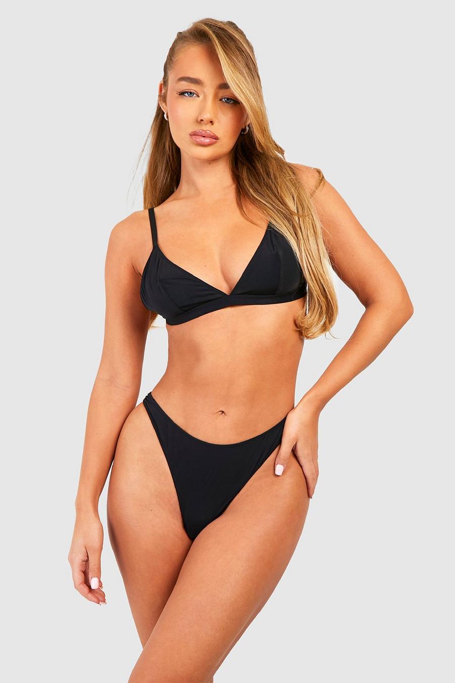 Black Seamless Triangle  Bralet And Brief Set