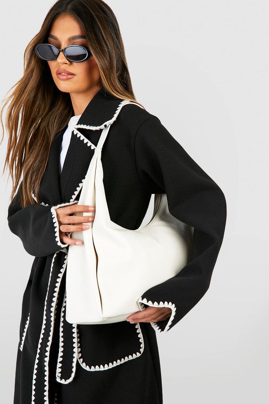 Cream Pu Slouchy Shoulder Bag