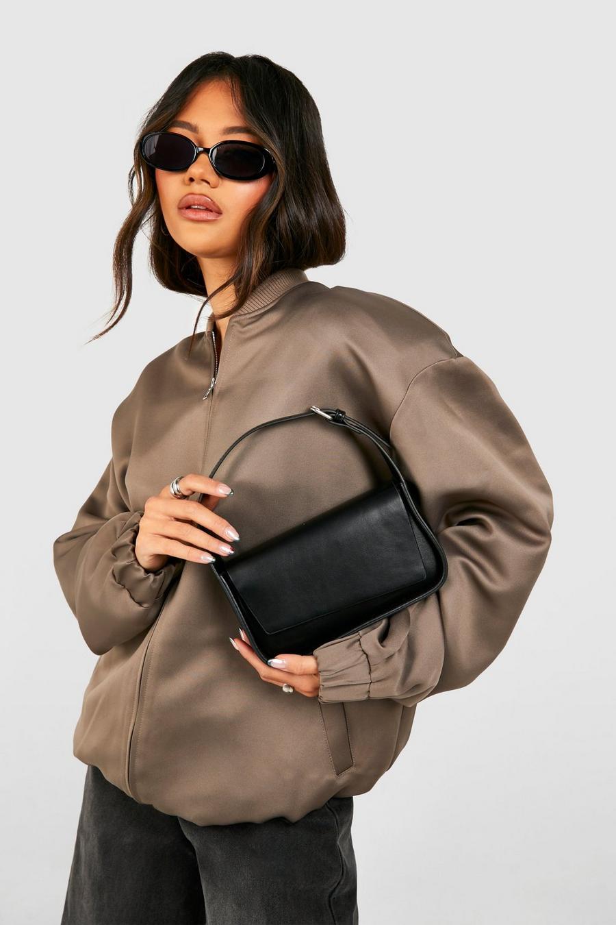 Black Fold Over Buckle Shoulder Bag