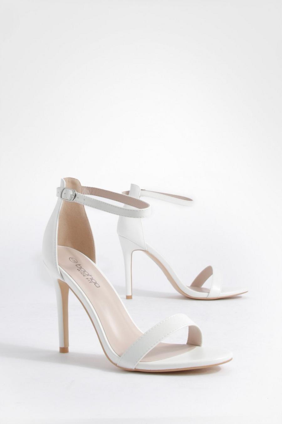 White Wide Fit Barely There Basic Heels 