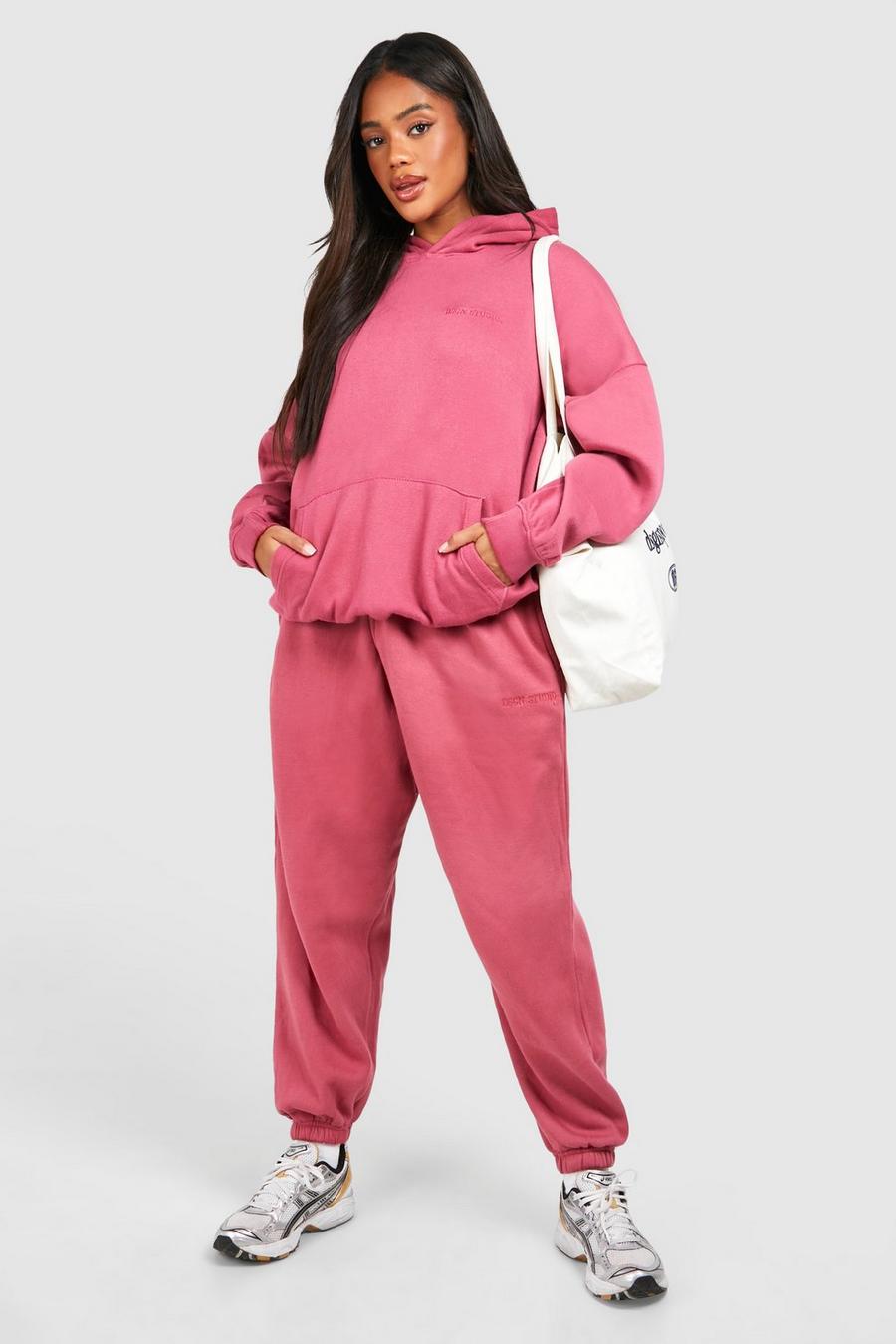 Berry Overdyed Oversized Hooded Tracksuit image number 1