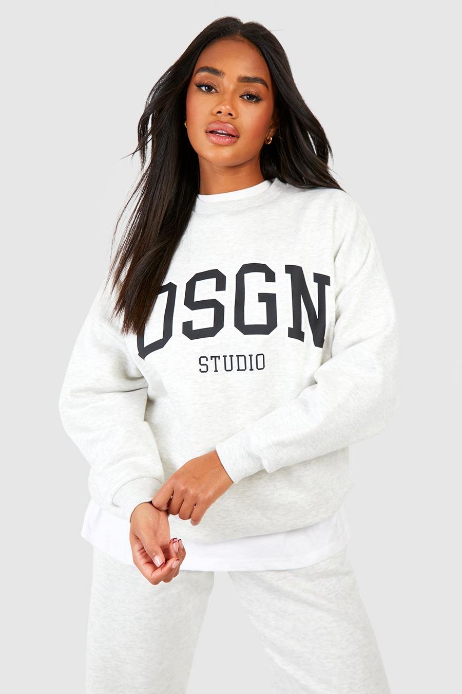 Oversize Sweatshirt mit Dsgn Studio Slogan Print, Ash grey