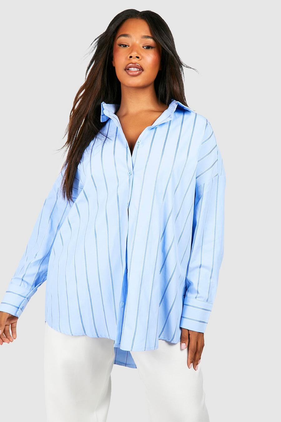 Blue Plus Oversized Gestreepte Drop Shoulder Blouse