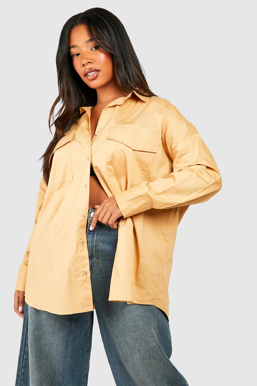 Grande taille - Chemise utilitaire oversize, Camel