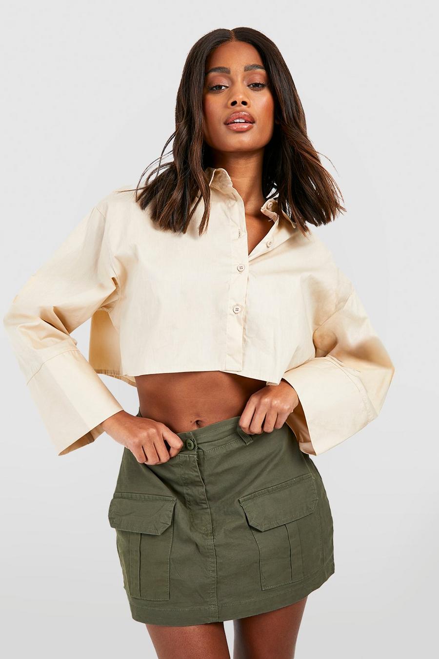 Stone Cropped Wide Sleeve Shirt