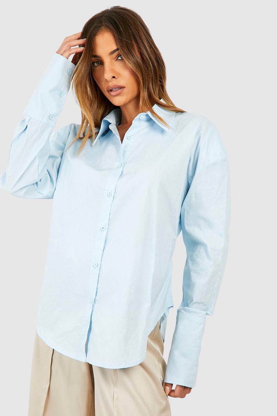 Blue Cotton Deep Cuff Shirt