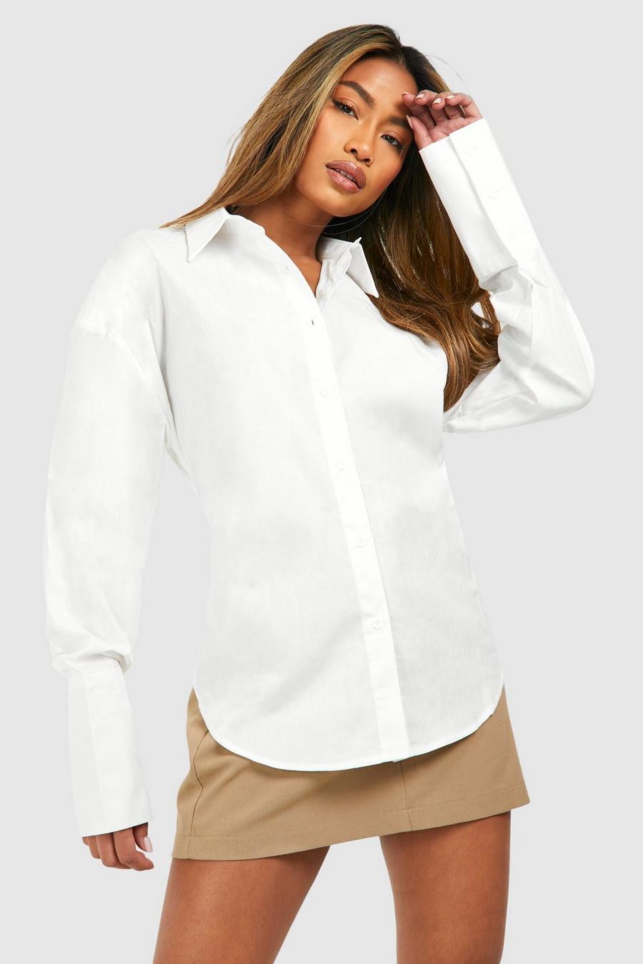 White Cotton Deep Cuff Shirt