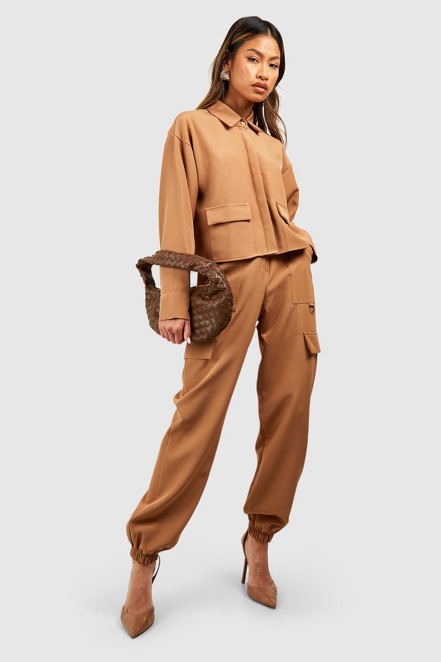 Camel Woven D Ring Cargo Pants image number 1