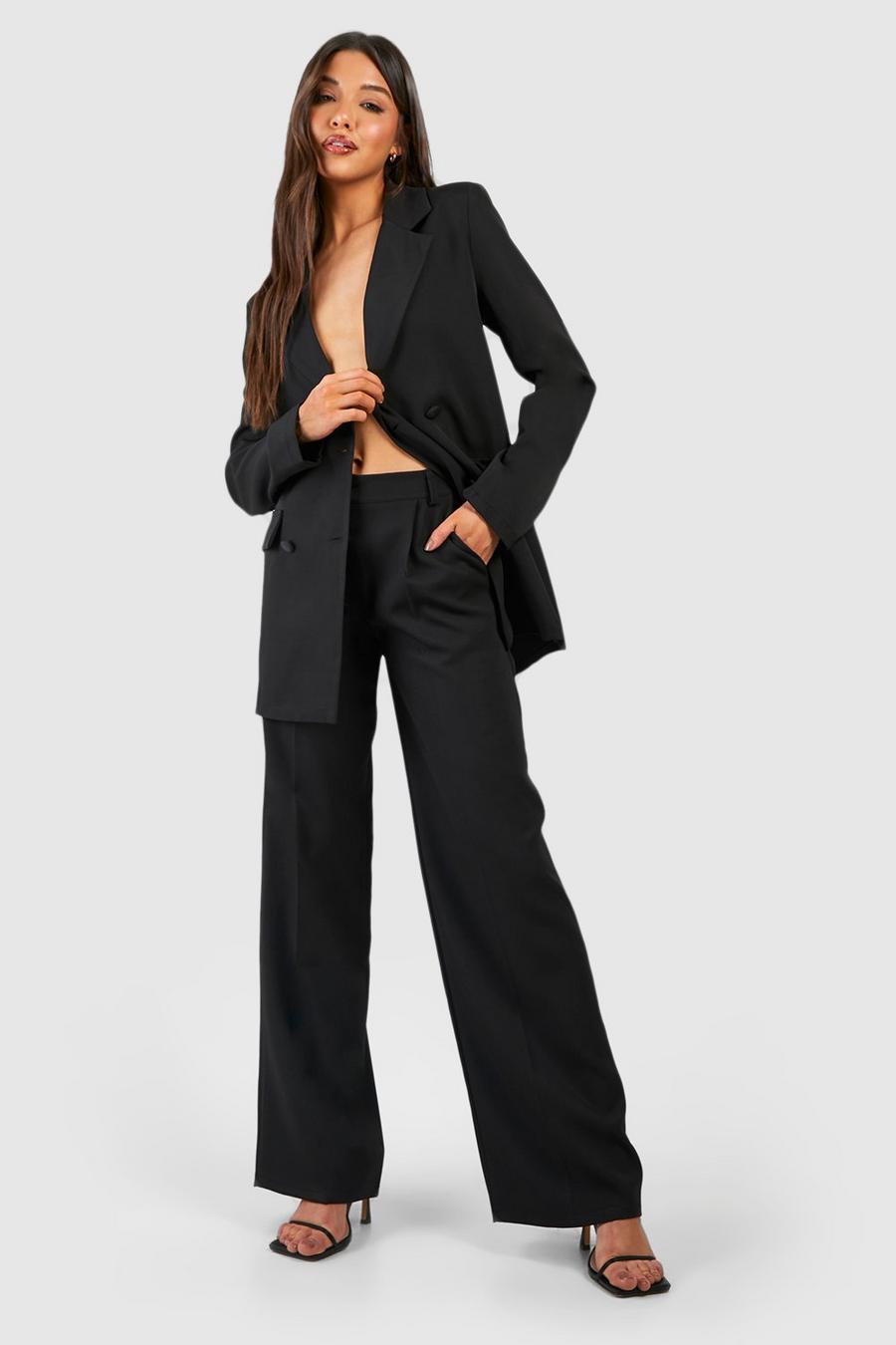 Black Wide Leg Tailored Trousers image number 1