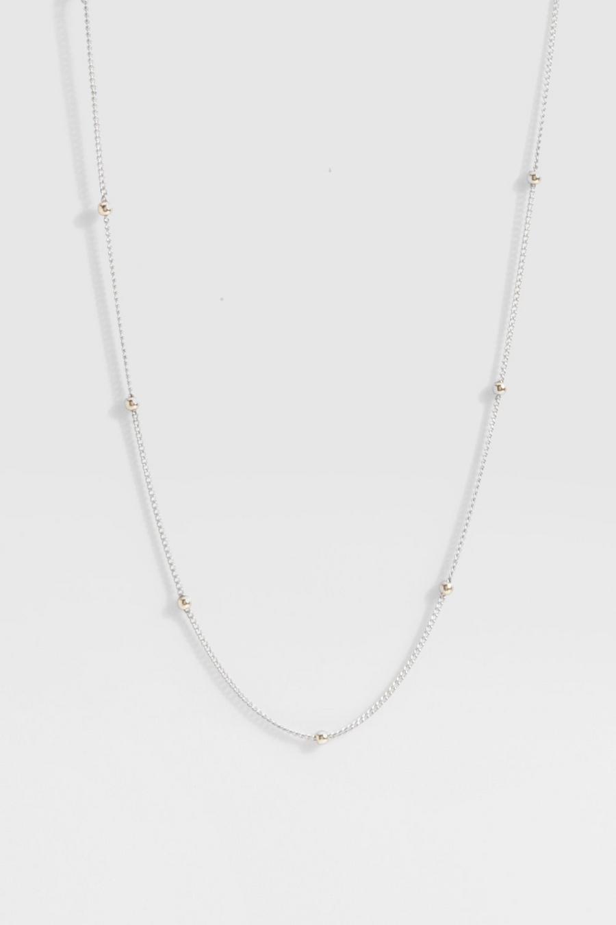 Silver Halsband med pärlor i metall