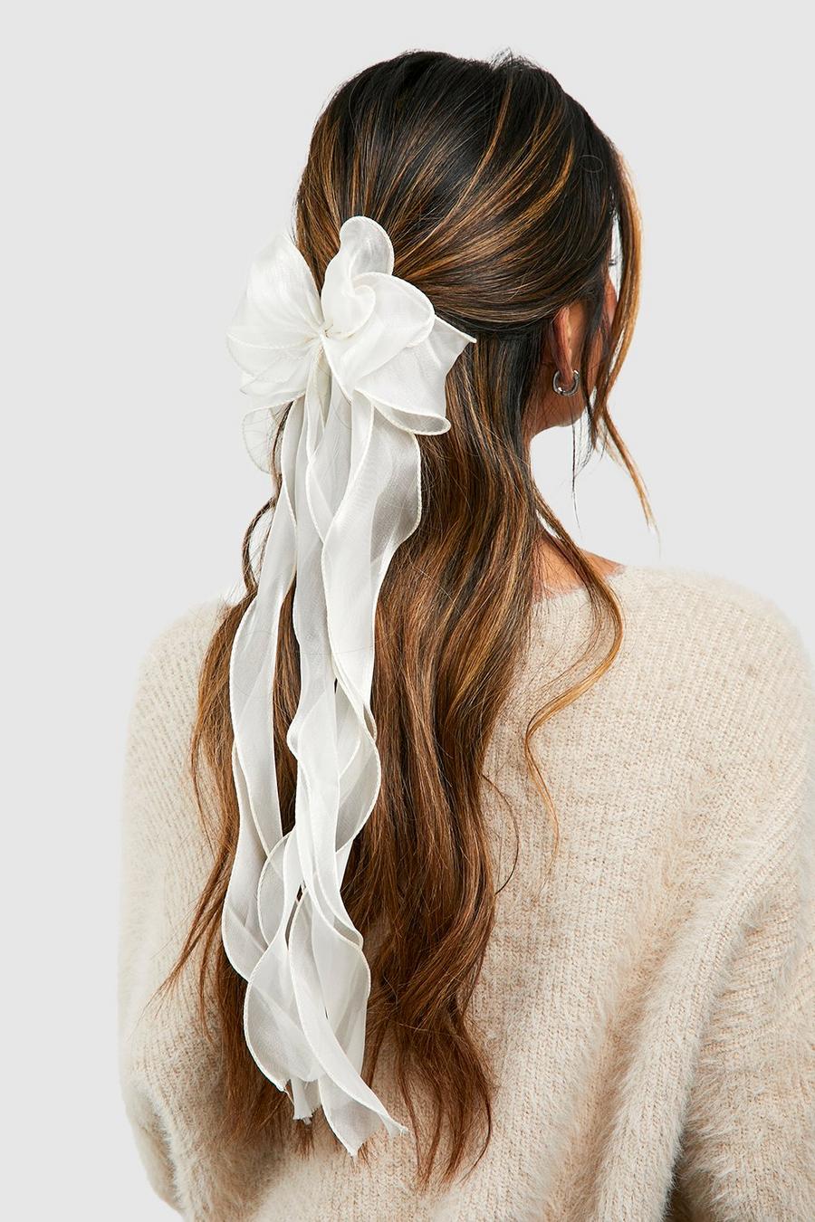 Ivory Organza Hair Bow image number 1