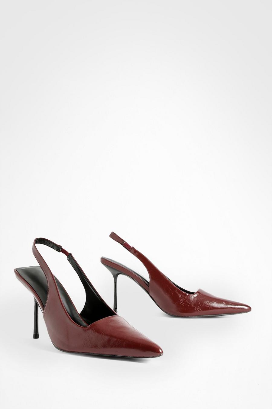 Zapatos de salón sin talón con punta de pico, Dark red