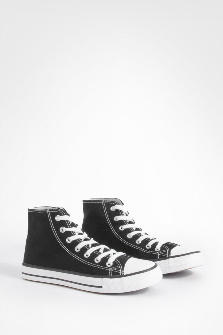 Geschnürte Hi-Top Sneaker, Black