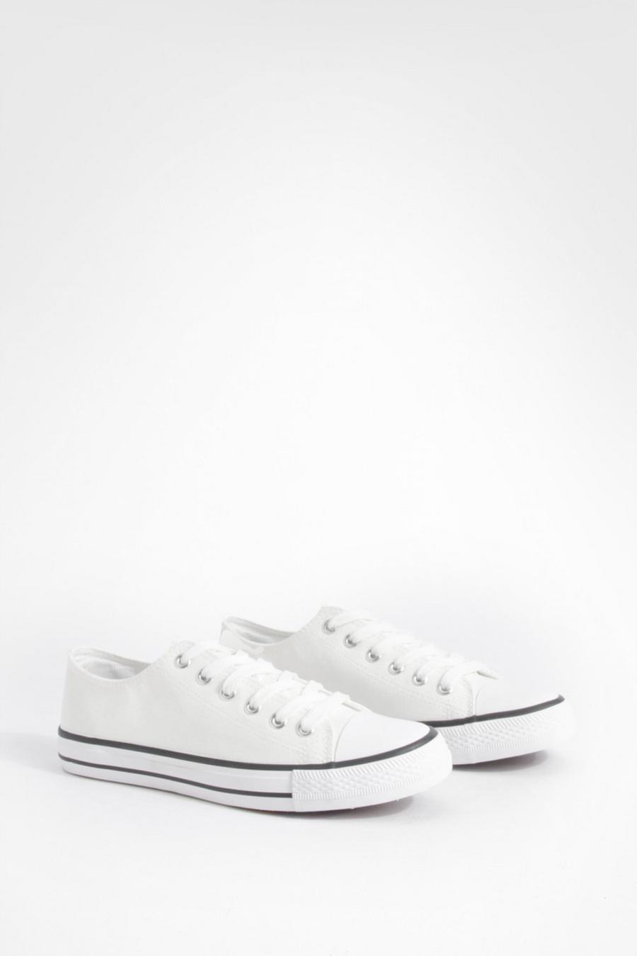 White Low Top Lace Up Sneakers